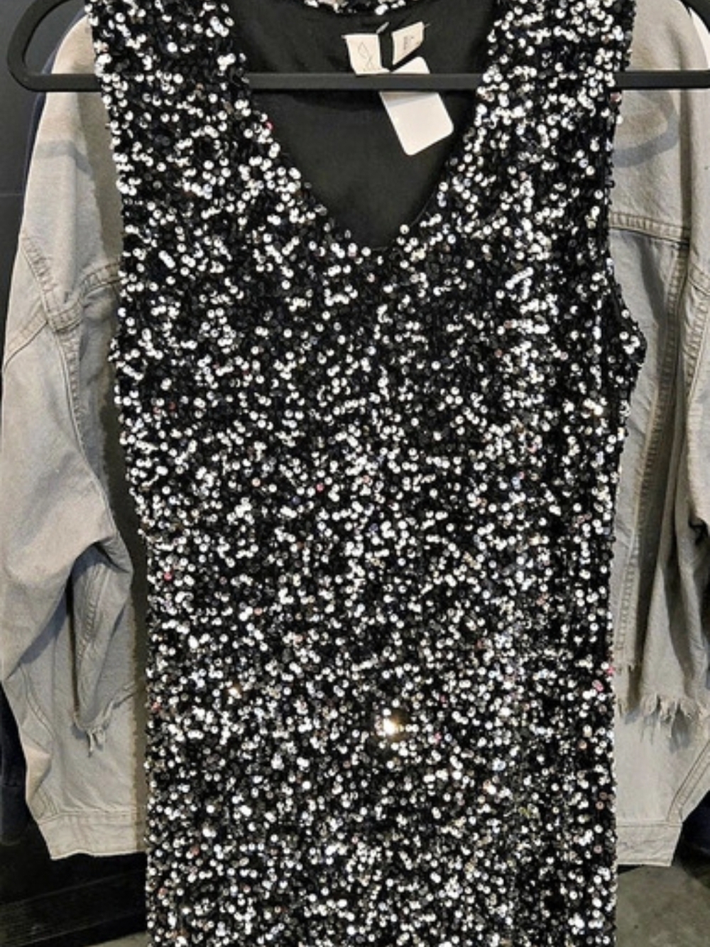 Joie Sequin Mini Dress in Black & Silver Size Large NWT